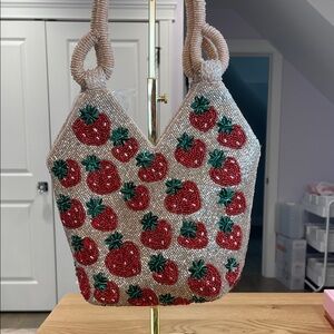 Beaded Strawberry Shoulder Bag NWT